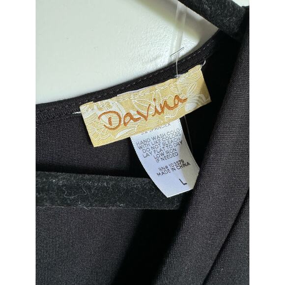 Davina Womens Dress Sz L Knit Black Tank Dress Sheer Inserts Ponte Full Zip NEW - Picture 4 of 6